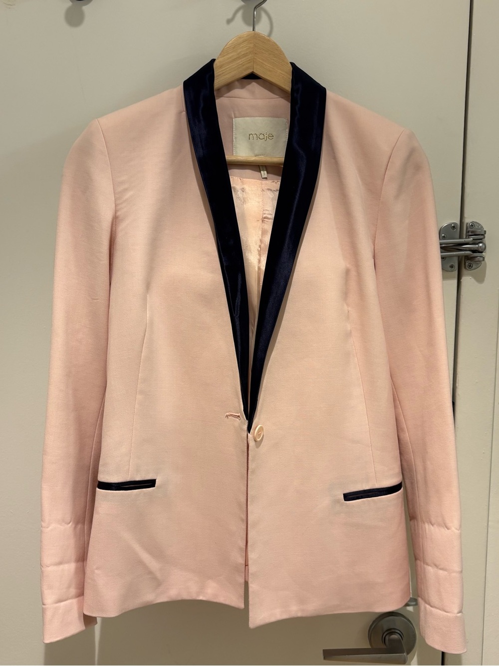 Maje Pink Jacket with Navy Trim